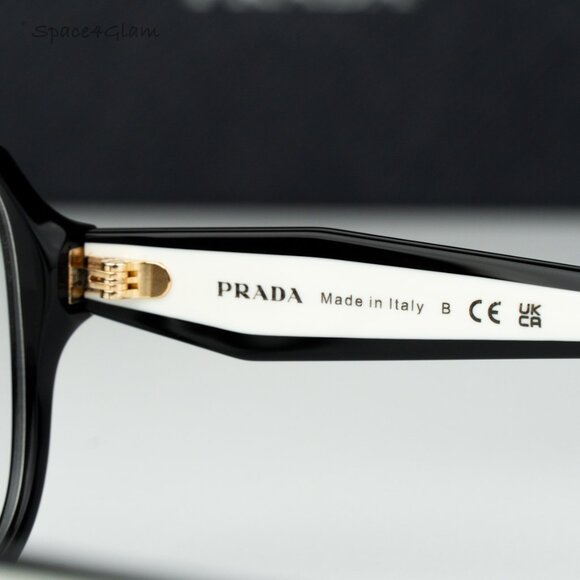 Prada Women Eyeglasses Black Demo Square Oversized PRB07VD 16K1O1 NEW AUTHENTIC - Picture 7 of 8